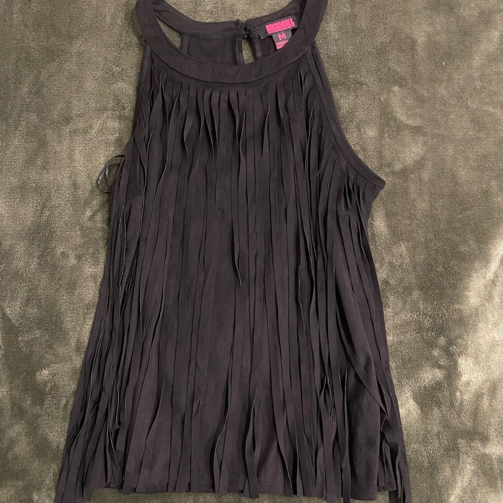 Rock & Roll Cowgirl Black Fringe Tank Top